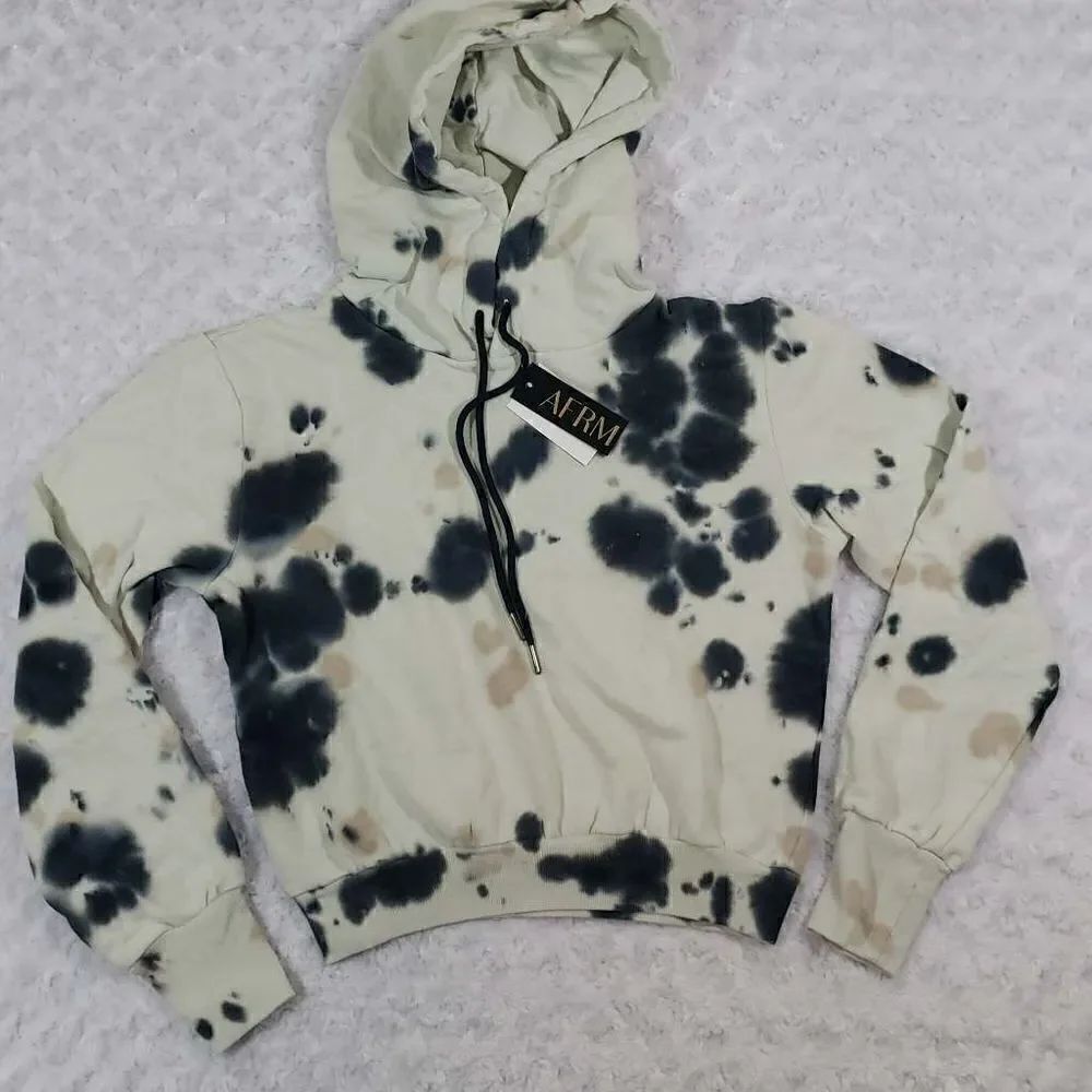 AFRM Pullover Fleece Ink Blot Pattern Sweatshirt Hoodie Size Extra Small NWT
